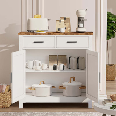 Kitchen Storage Cabinet, Modern Farmhouse Buffet Cabinet with Storage, Coffee Bar with 2 Drawers and 2 Doors