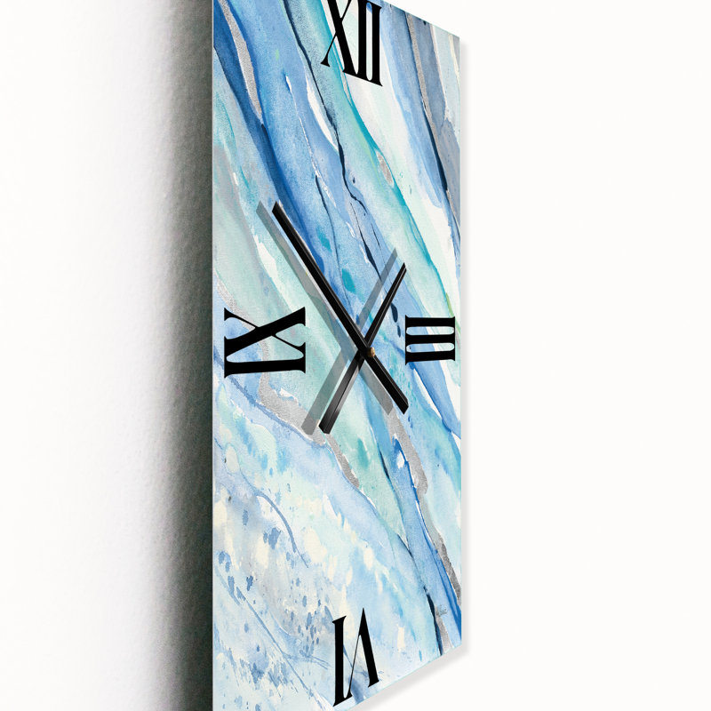 Horloge murale moderne Blue Silver Spring I, Grand