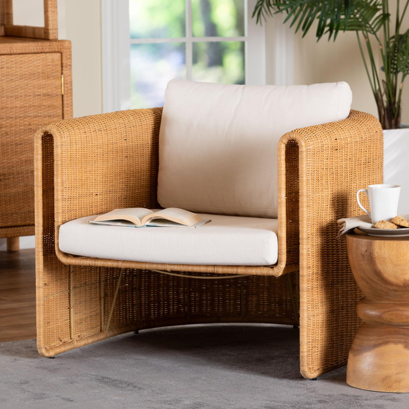 Fauteuil en rotin naturel avec coussin Bali - Pari Carina