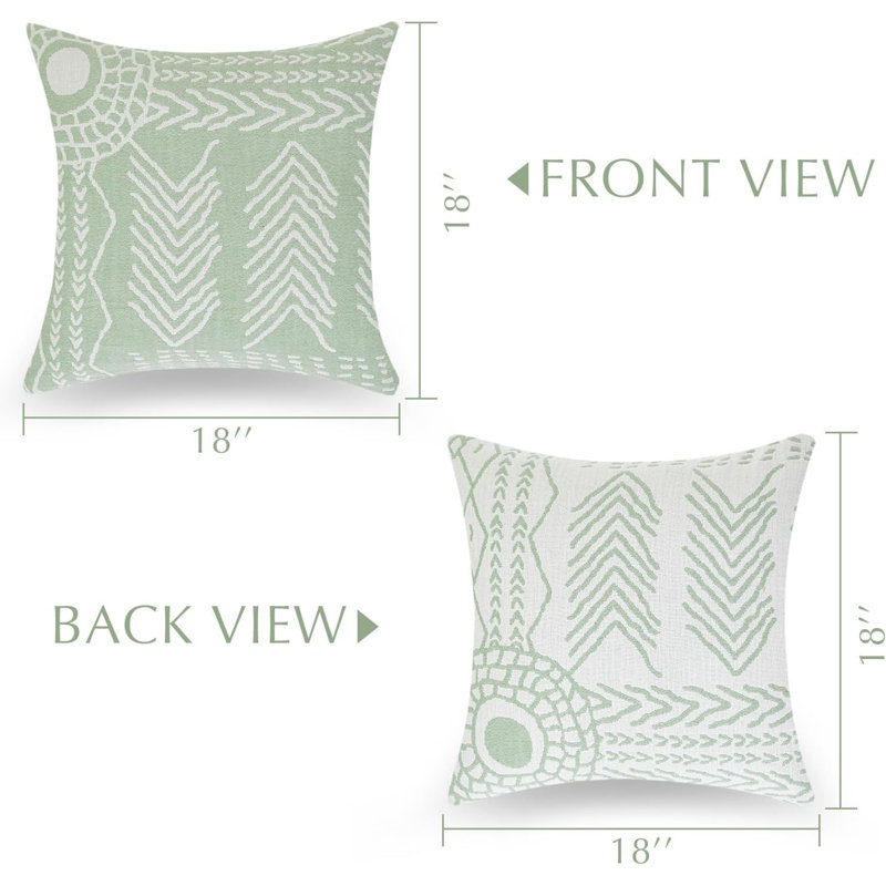 Geometric Cotton Pillow Cover, Green
