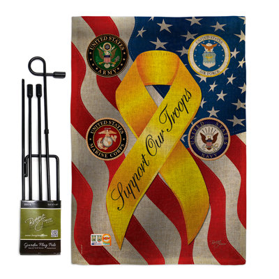Double Sided 18.5'' H x 13'' W Burlap Flag Set