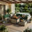 8-Piece Modular Outdoor Sectional Seating Set With Propane Fire Pit Table And Cushions-125547778-125547774