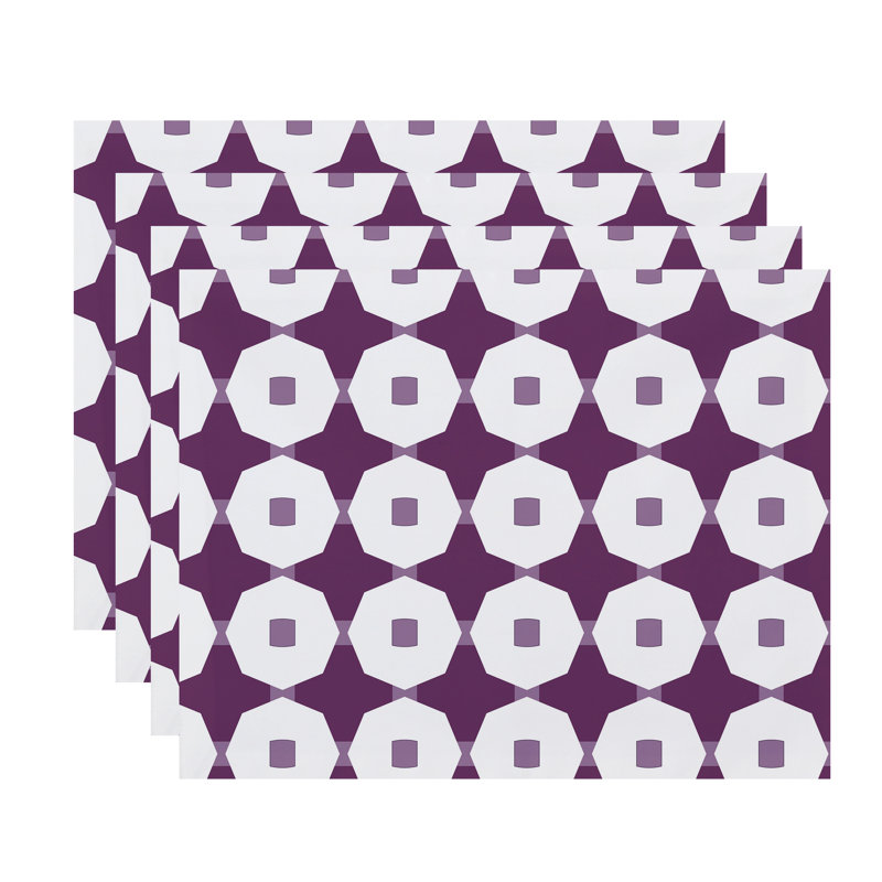 Ayasha Polyester Geometric Rectangle Placemat, Purple