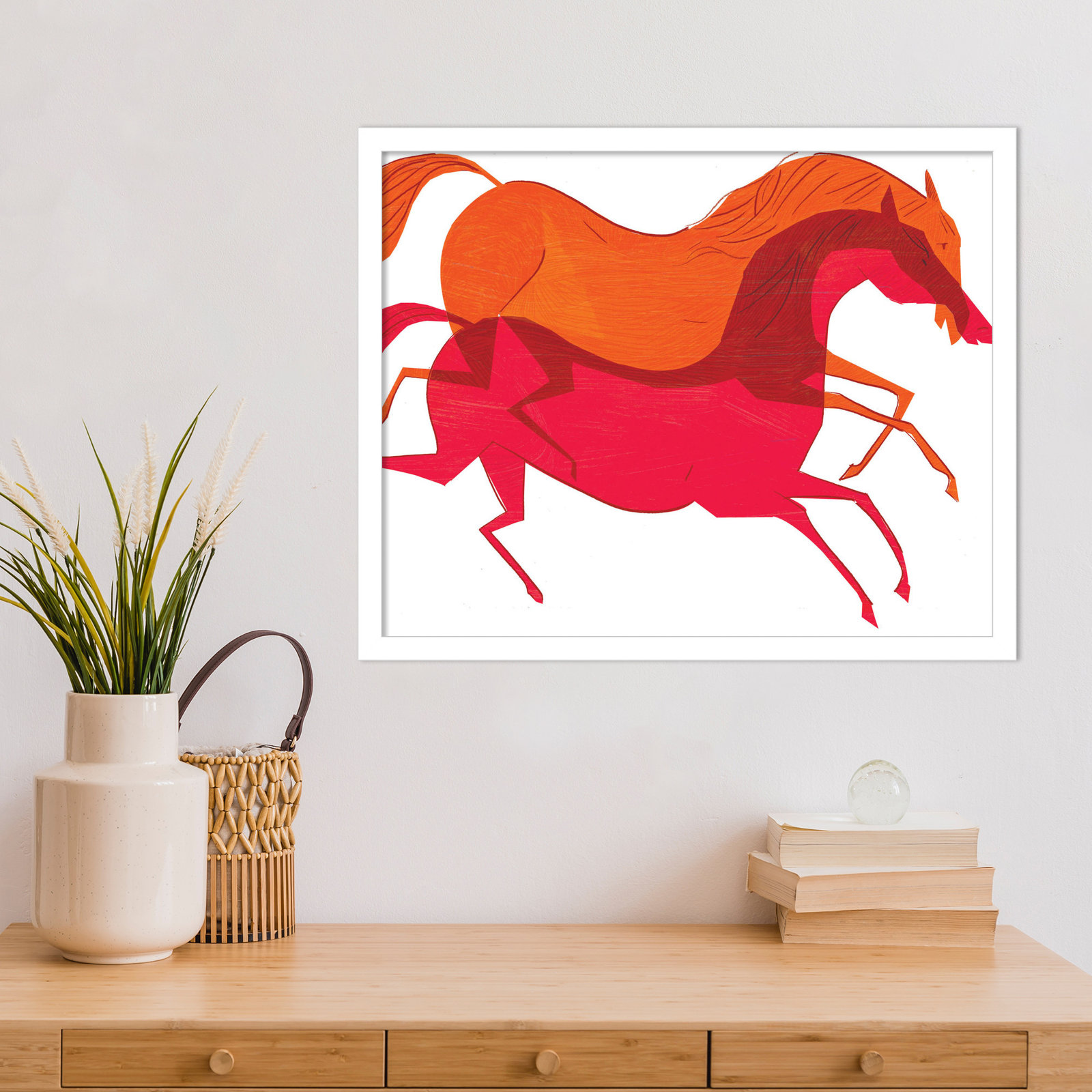 Horses Print by Richard A. Allen, White, 17" H x 21" W