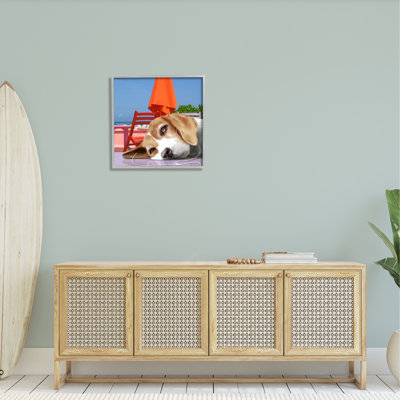 Chien fatigué portant un casque d'écoute de musique, art texturé estampé par Noah Bay