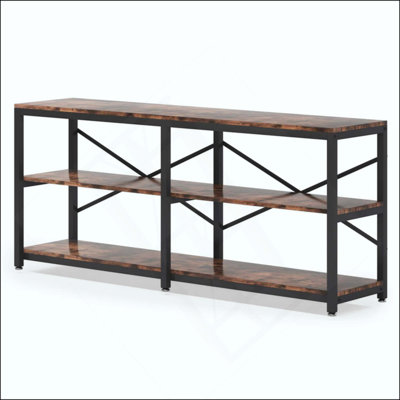 Rustic Farmhouse Style Sofa Table,3-Tier Hall Table,Console Table,TV Stand,Bookshelf
