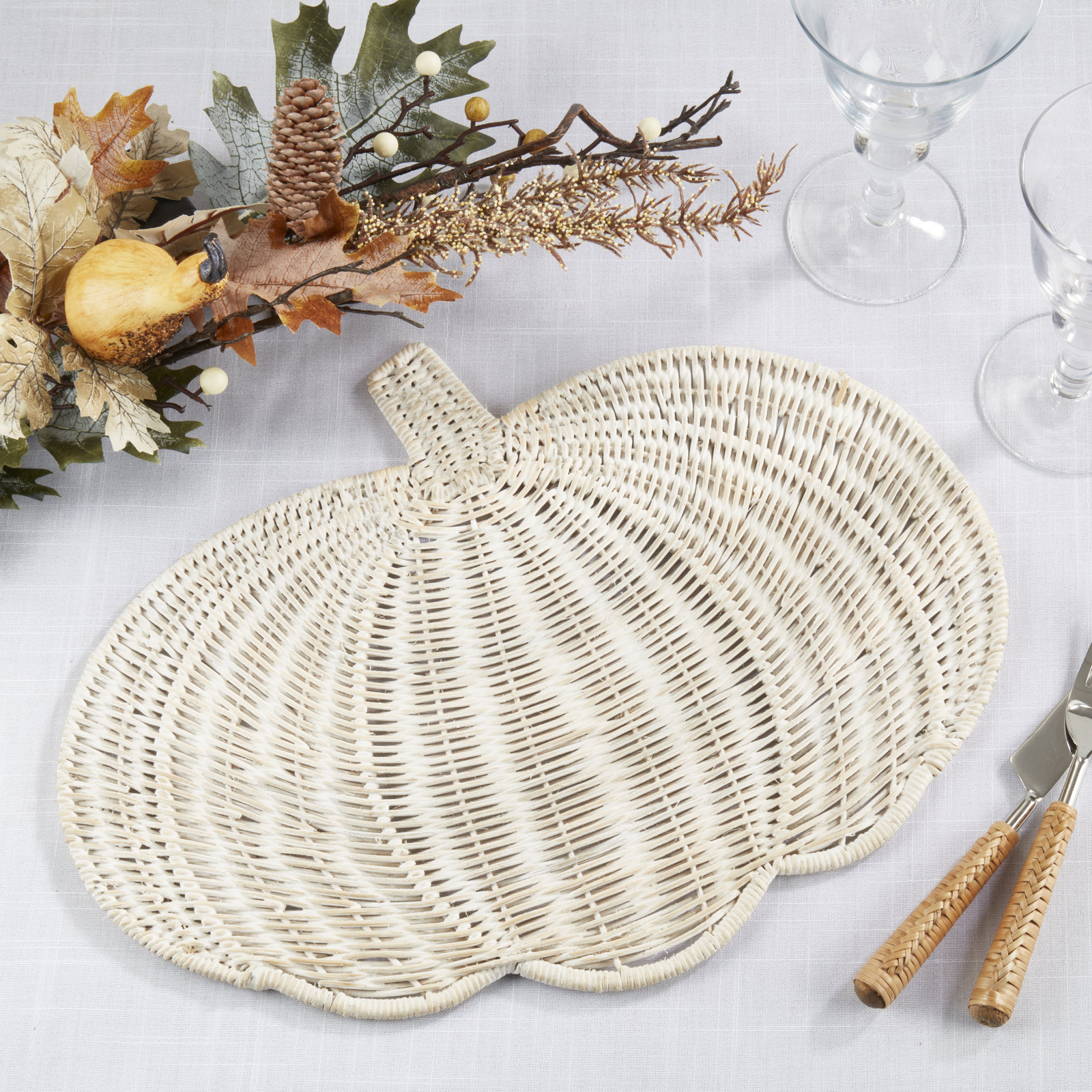 Archer Collection Archer Reversible Rattan Placemat, White