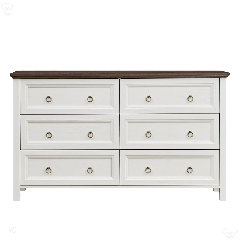 Commode 6 tiroirs Farmhouse, Noyer/blanc