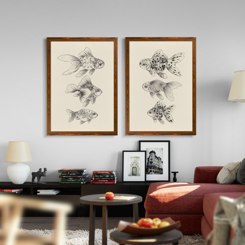 « un poisson rouge ii » par vincent van gogh-ensemble de 2 reproductions d’images, H 16 po x l 20 po x P 1,25 po