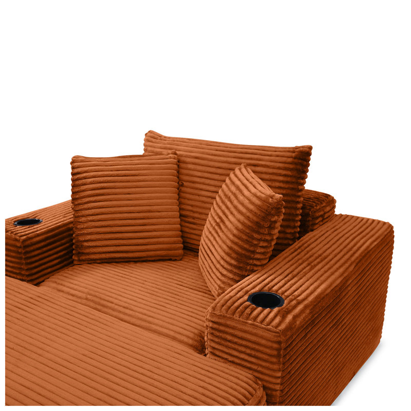 Méridienne convertible en velours côtelé l 25 po x P 25 po x H 30 po Boneless