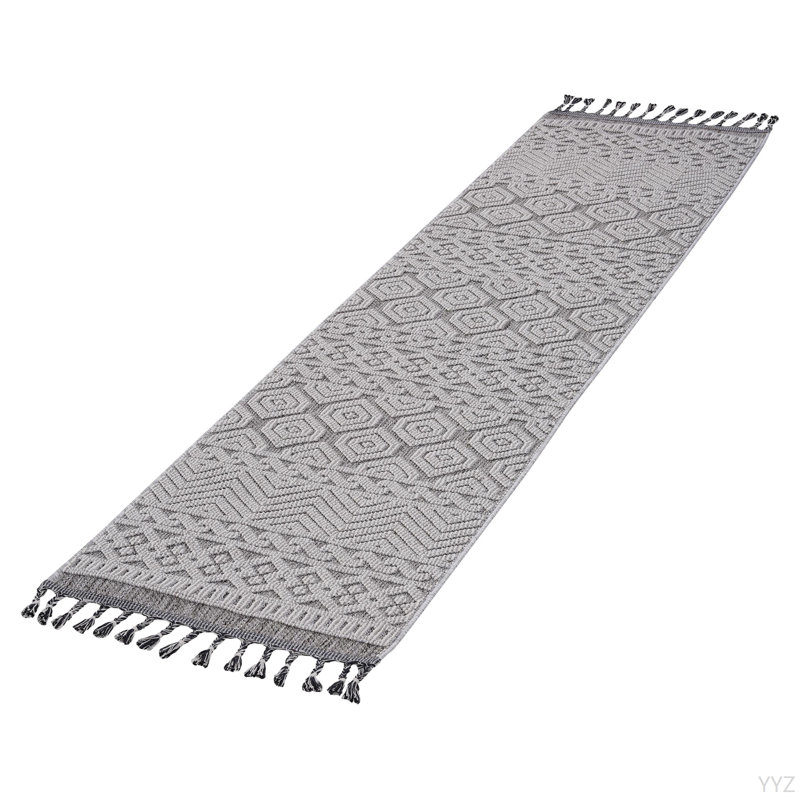 LOOM & LUXE Collection 2X8 Grey/White /Geometric Indoor/Outdoor Area Rug, Runner 2'2" x 8'