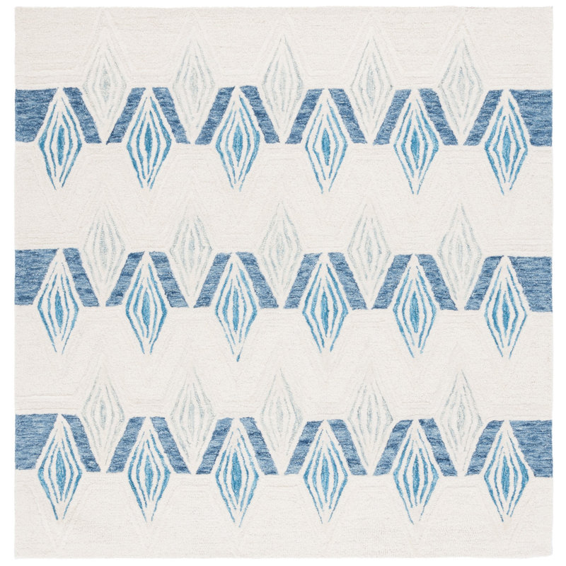 Metro Hand Tufted Wool Pile Geometric Rug, Square 6'