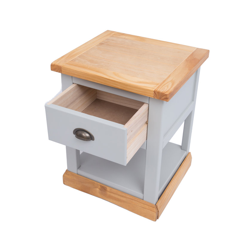 Esquivel 45 cm W Bedside Table, Grey/Oak/Matte Black