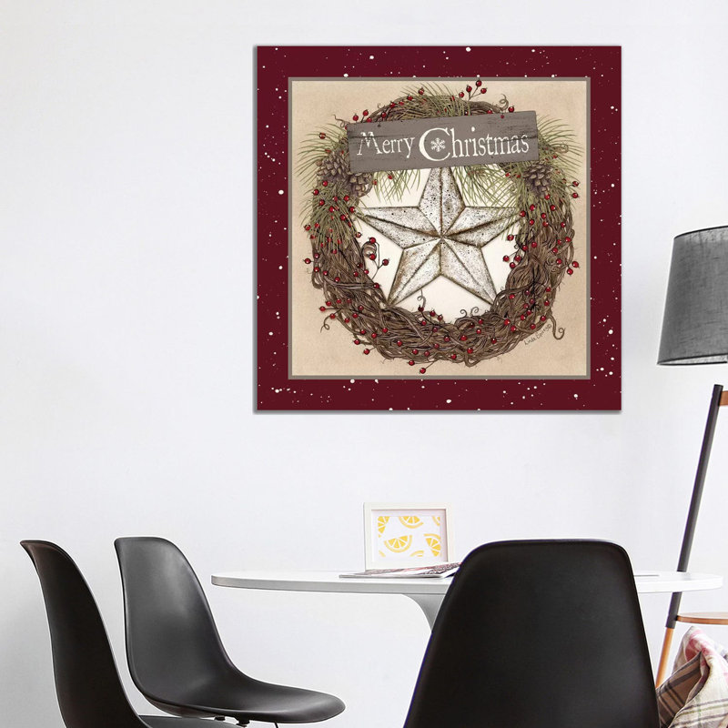 Christmas Barn Star Wreath by Lori Deiter - Wrapped Canvas Gallery-Wrapped Canvas Giclée