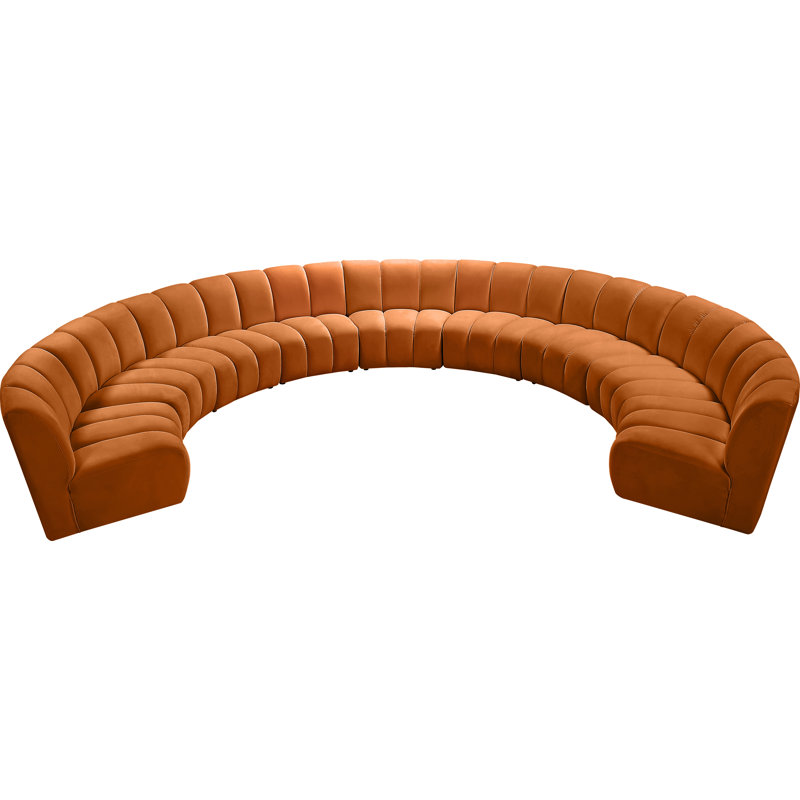 Canapé modulaire en velours Infinity, Velours cognac, 9 pièces