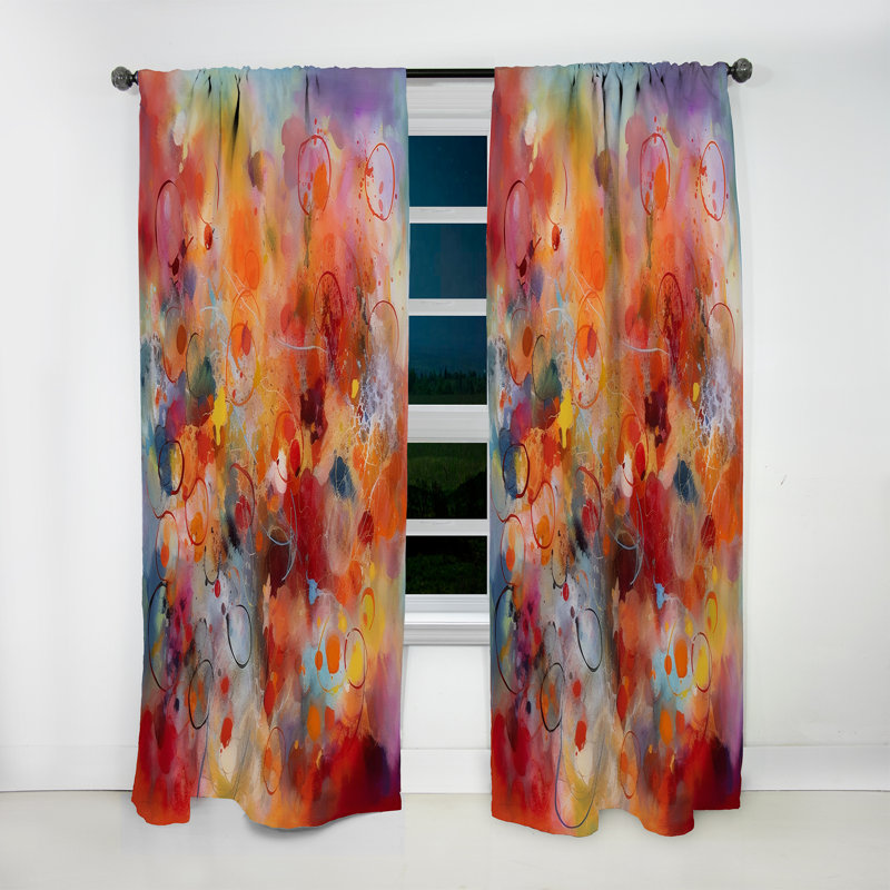 Narbonne - Orange Red Marbled Dreamscape III - Modern Velvet Curtain - Room Darkening - 1 panel, 52" W x 108" L