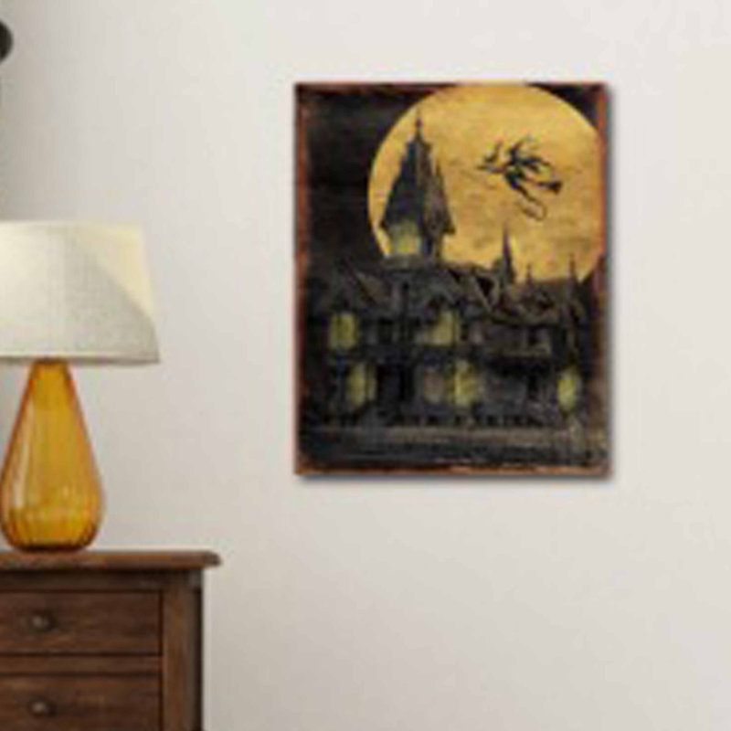 « golden moon hanté house », impression sur toile