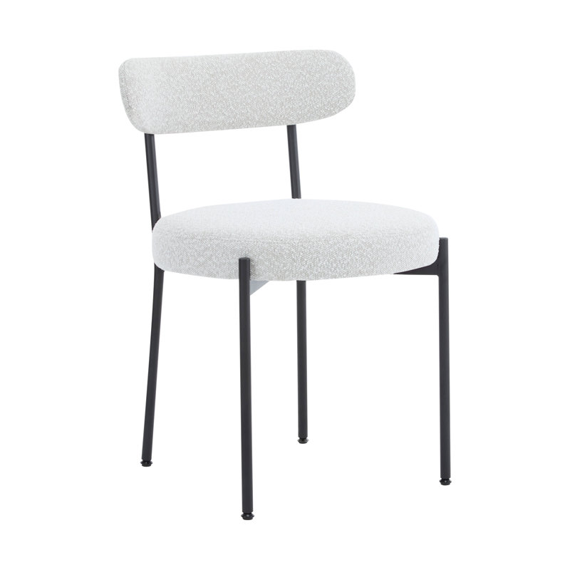 Mableton 49cm H Tufted Upholstered Metal Side Chair in White, 4