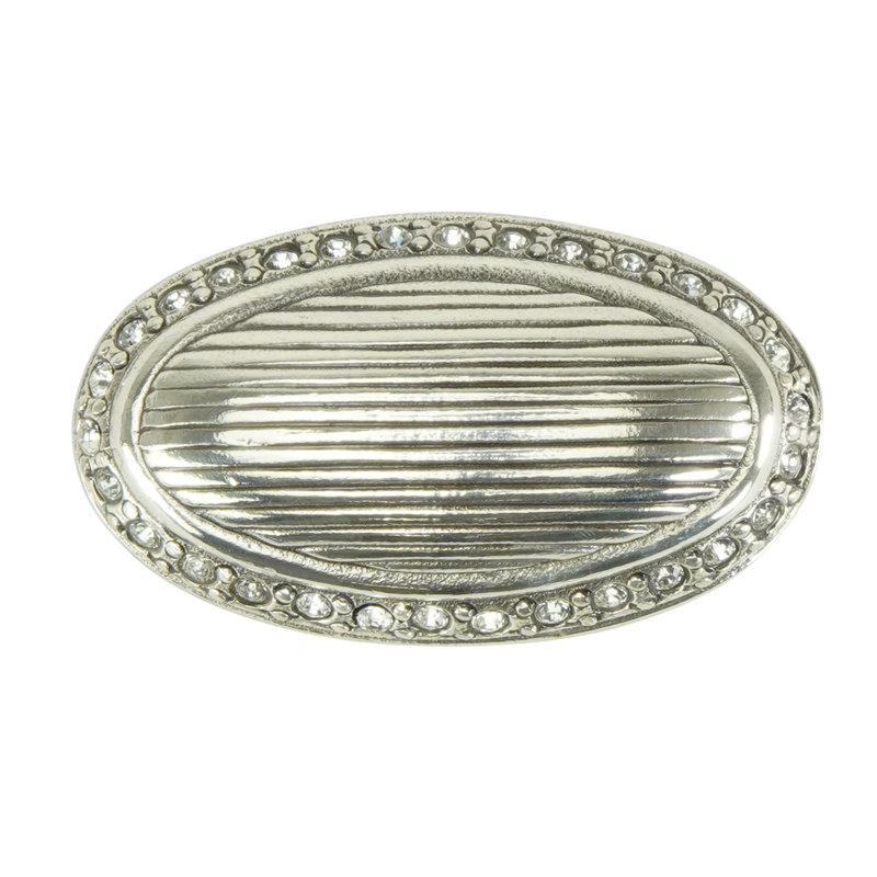 CAMBRIDGE ROUND KNOB; CLEAR, Silver, 1 1/2"