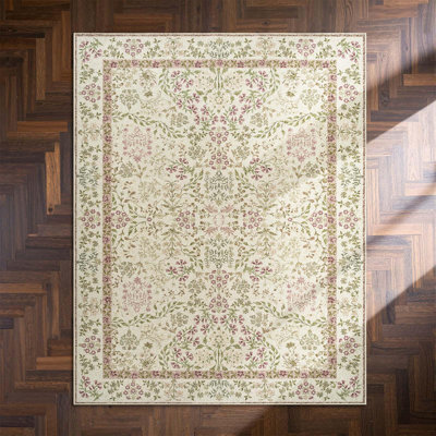 Floral Machine Washable Area Rug