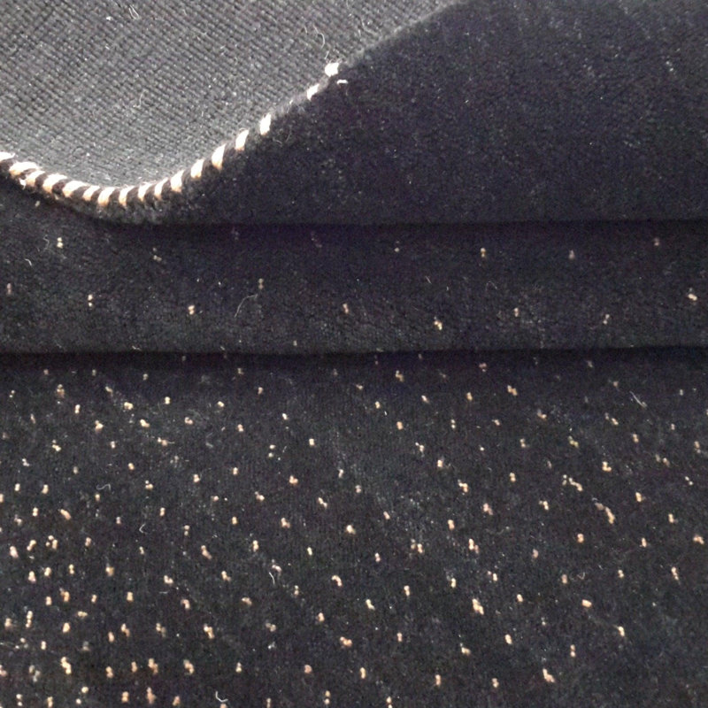 No Pattern and Not Solid Color Handmade Rectangle 4' x 6' Wool/Cotton Area Rug in Black
