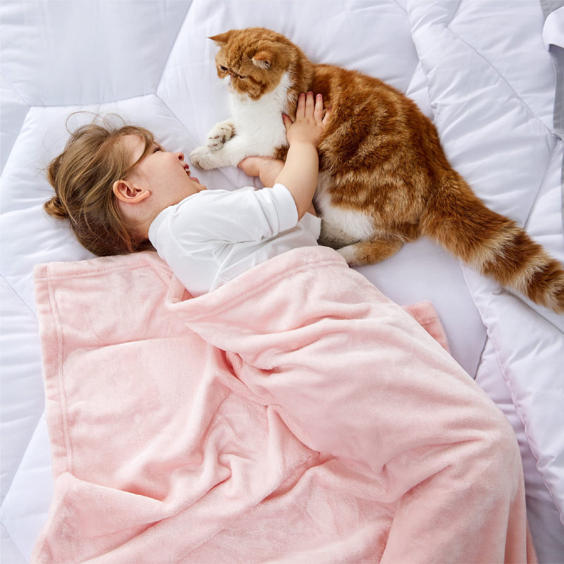 Couverture polaire Cozy Winter Collection 300GSM pour canapé, canapé, lit, L 43 po x L 55 po, Rose