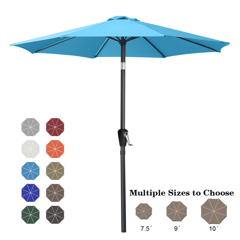 Parasol de marché Miqdad, Turquoise, H 108 po x l 106,3 po x P 106 po