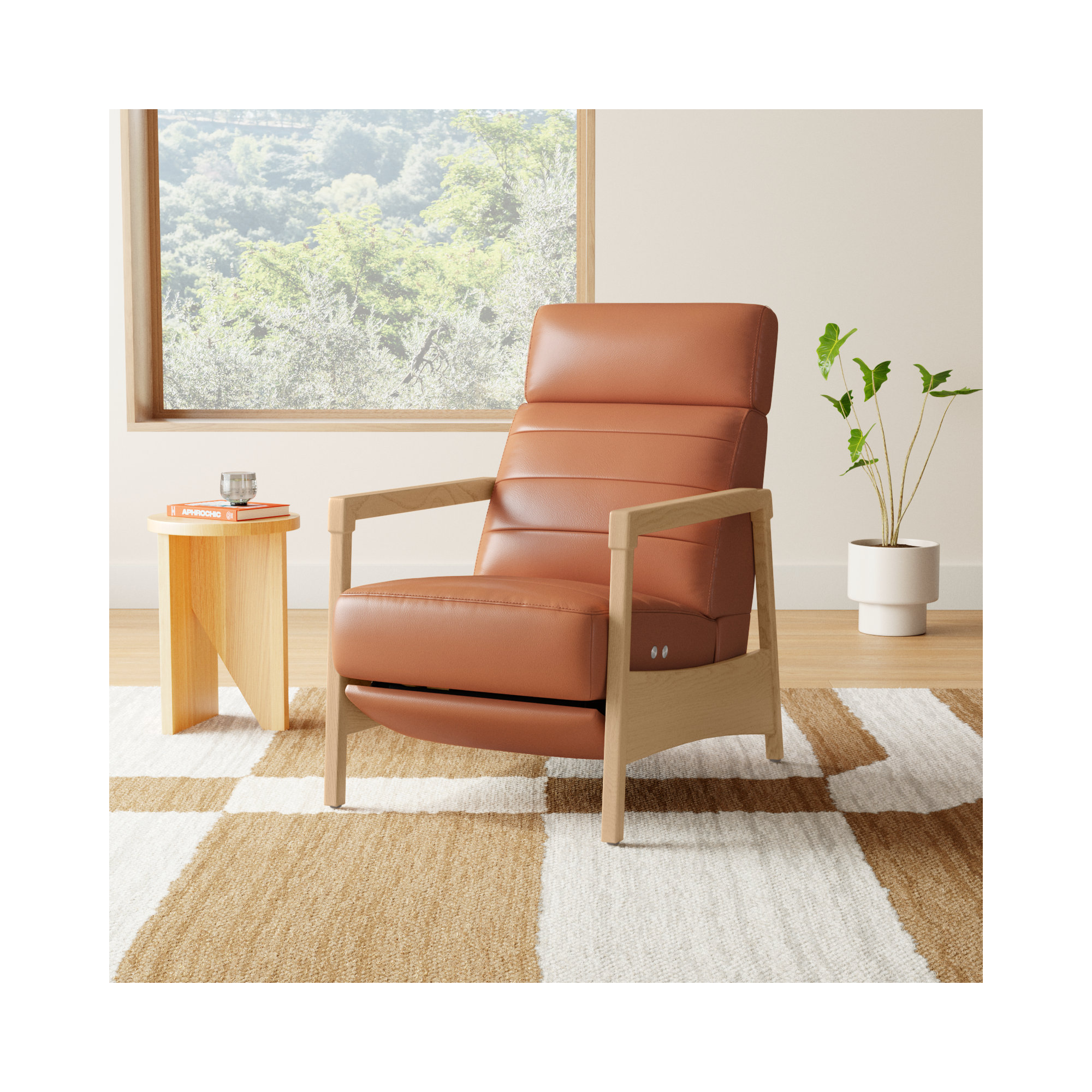 Amada 27.5" Wide Power Standard Recliner, Baja Camel Top Grain Leather