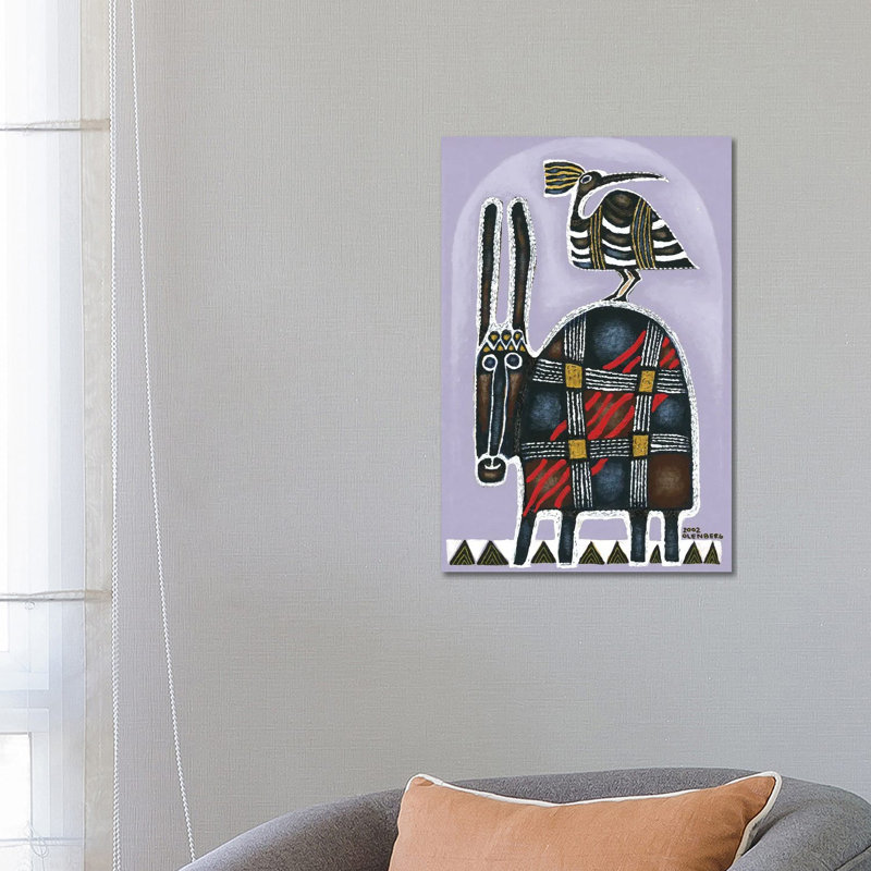 Donkey And Bird - Wrapped Canvas Painting