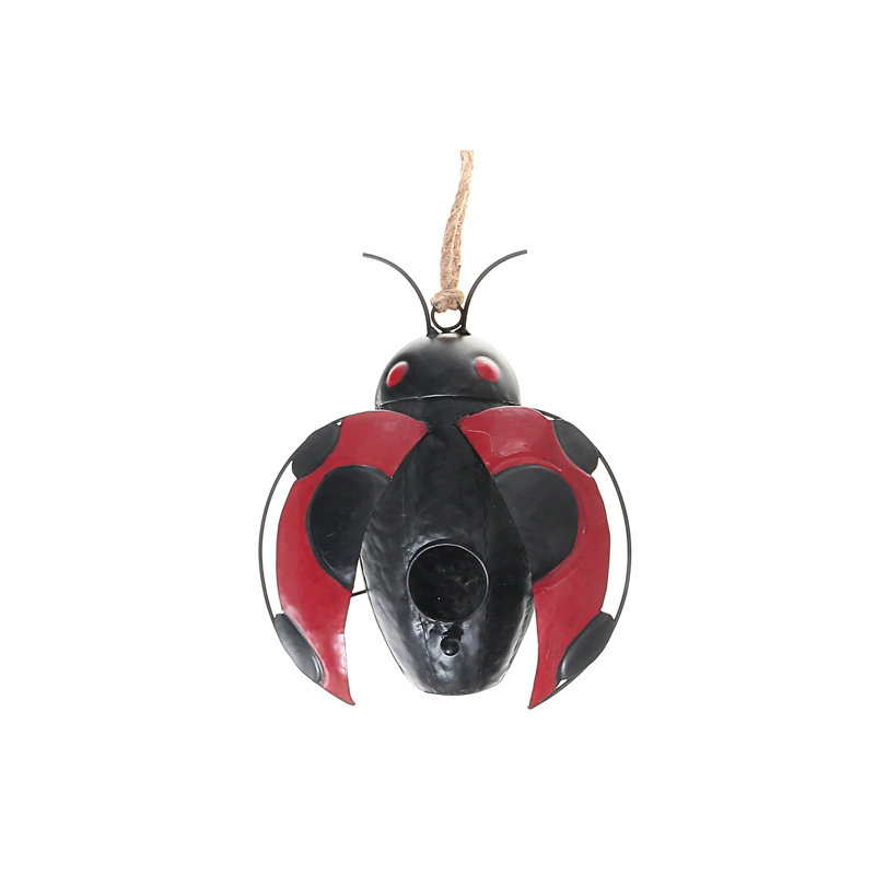 Maison d'oiseaux en métal coccinelle