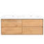 Meuble-lavabo mural flottant de 60 po avec lavabo et tiroirs en résine, conception élégante pour un grand rangement, protection silencieuse et chaleureuse, meuble-lavabo moderne en bois massif, pouces, fermeture