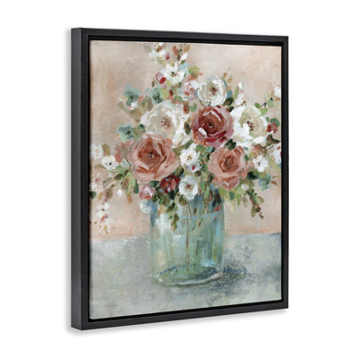Cadre flottant roses rouges et blanches, design par Carol Robinson