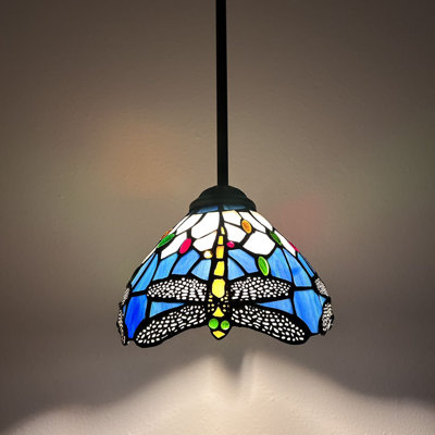 Luminaire suspendu en bronze 1 lumière Tiffany