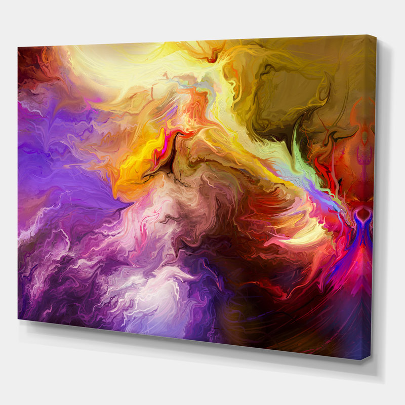Nuage mauve et jaune peint à l'huile, impression sur toile, H 36 po x l 46 po x P 1,5 po, Toile tendue