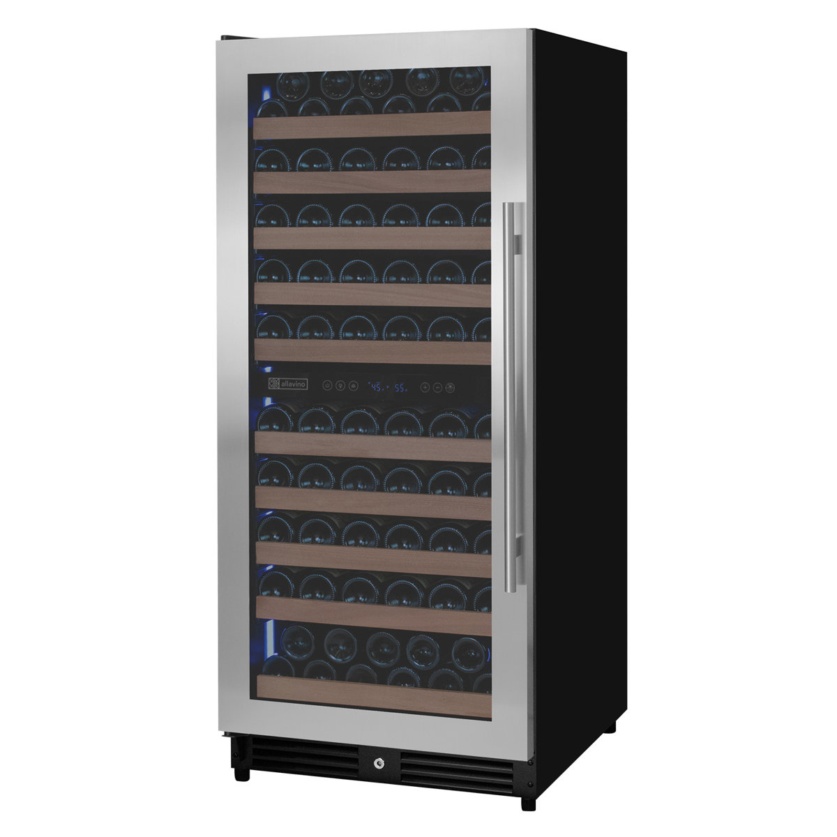 Allavino 119 Bottle 55" Tall Dual Zone Left Hinge Stainless Steel Wine Refrigerator — FIN-0015109 | Fridge.com