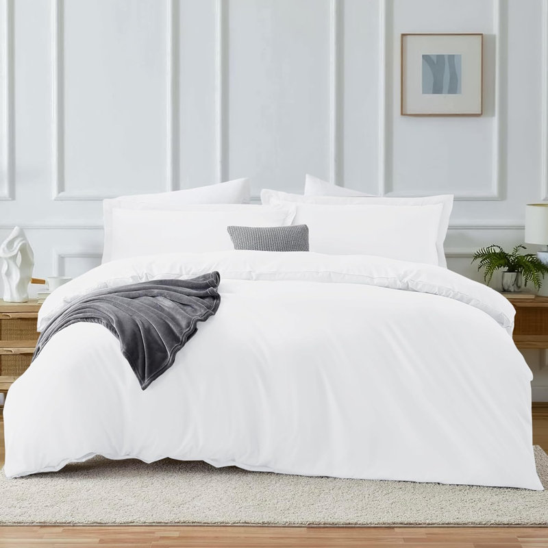 Simply Soft™ Ultra Soft Microfiber Duvet Cover Set, White, Twin Duvet Cover + 1 Sham
