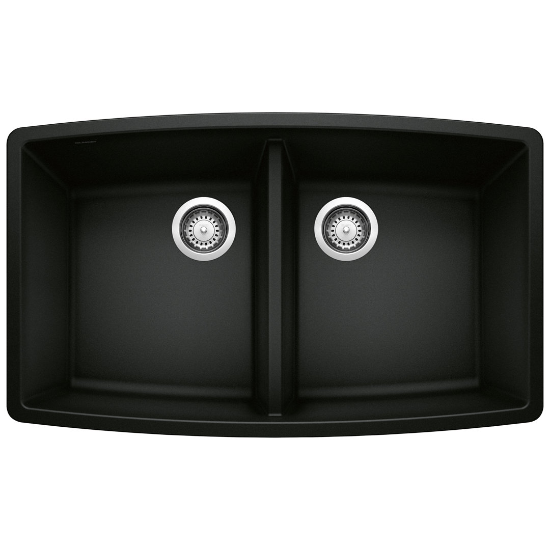 Performa SILGRANIT 33" 50/50 Double Bowl Undermount Kitchen Sink Blanco