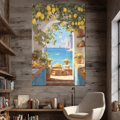 Art mural citron, images de citron méditerranéen pour la cuisine, impression d'art sur toile de fruits italiens, affiche rétro pour mur, cuisine, décoration murale 24 po x 32 po