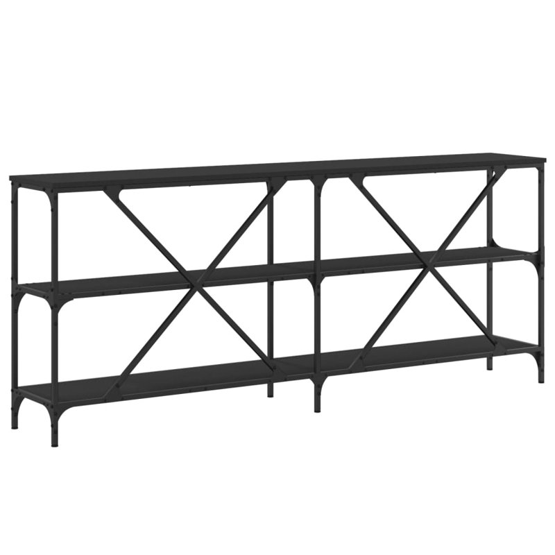Borough Wharf Console Table Engineered Wood And Iron, 75cm H x 180cm W x 30cm D, Smoked Oak