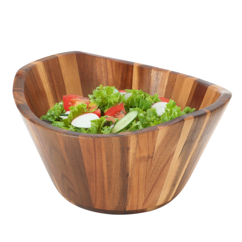 Bol à salade rond profond en bois d'acacia 11,75 pouces Deep