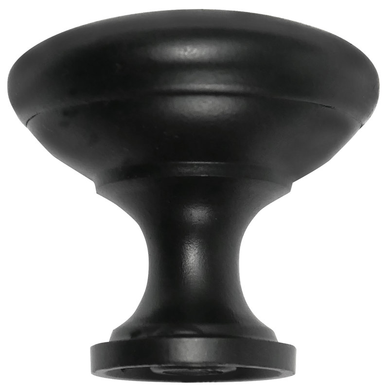 Nantucket Matte Black Round Steel Cabinet Knob with Mounting Hardware