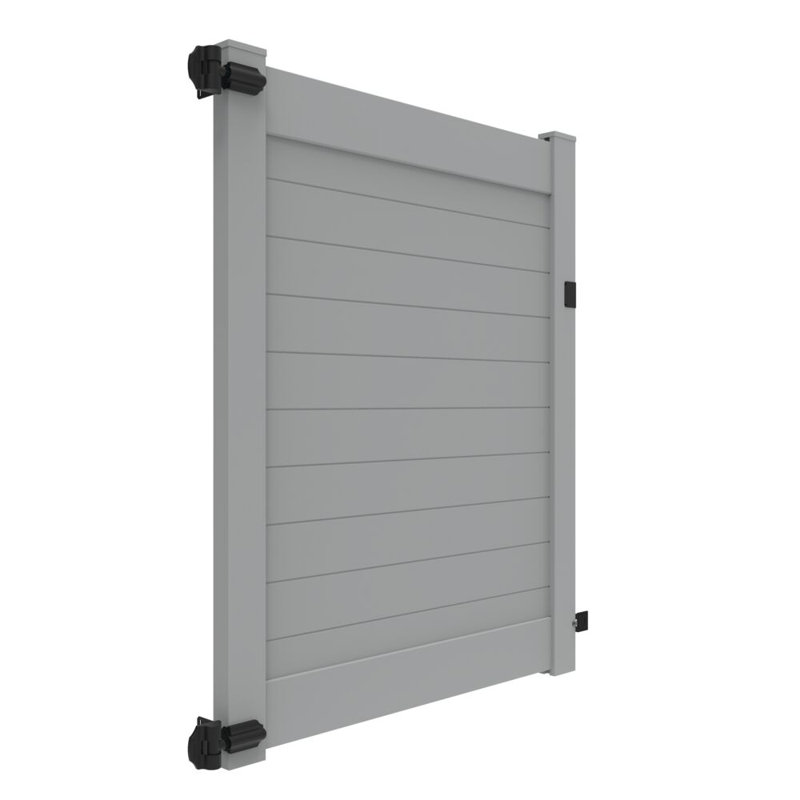 Horizontal Fence Gray Vinyl Privacy Gate, 6' H x 5' W, Warm Grey