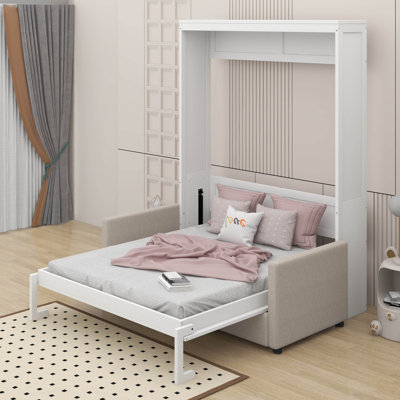 Lit escamotable double avec coussin