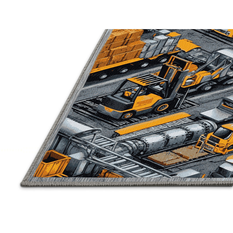 Tapis de transport gris lavable à la machine, Rond 7 pi