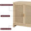 Buffet Farmhouse Rattan, buffet de rangement tissé à 4 portes, chêne brun