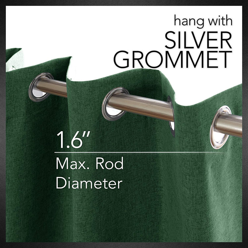 Ipswich Blackout Thermal Grommet Curtain Panels , 52" W x 72" L, Dark Forest