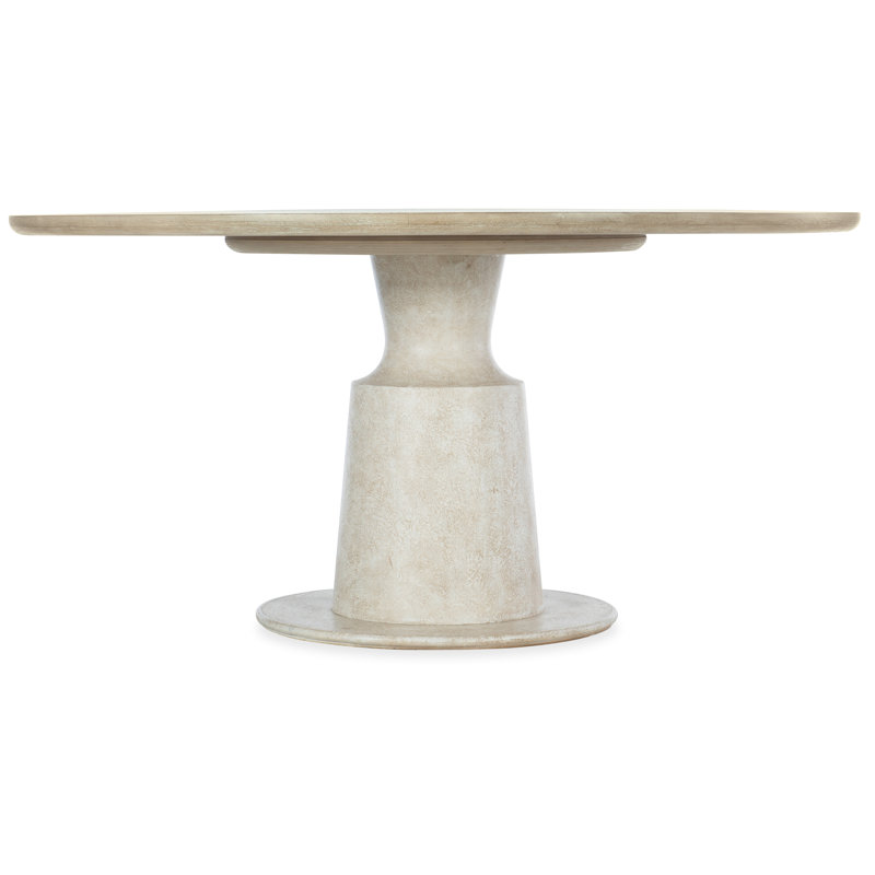 Beige and White Round Oak Veneer Dining Table