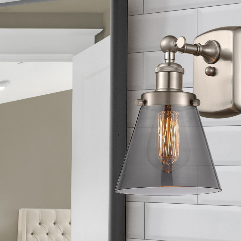 Applique murale 1 lumière 6 "Ballston Urban Cone, Nickel satiné brossé, Fumé, DEL