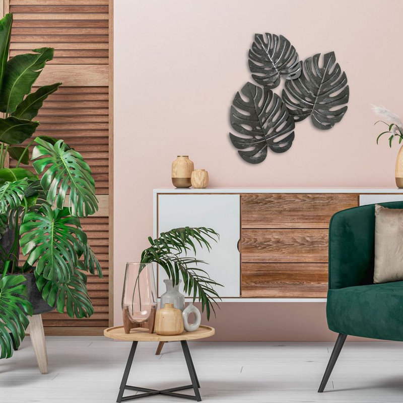 Green Leaf Metal Wall Art for Modern Living Rooms & Bedrooms