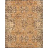 Hand Woven Silk and Wool Geometric Area Rug